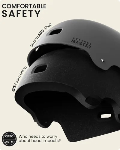Miniatura 2 de OutdoorMaster - Casco de patineta y ciclismo, dos forros extraíbles, ventilación, para varios deportes, scooter, patinaje en línea, patinaje