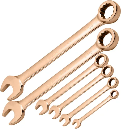 Miniatura 21 de WEDO Llave combinada sin chispas, llave combinada de seguridad sin chispas, bronce de aluminio, forja, DIN 3113, certificado BAM y FM, tamaño 1