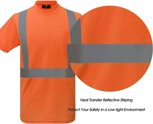 Miniatura 5 de caparazon Camisa de seguridad de alta visibilidad, camiseta reflectante ANSI/ISEA Clase 2 Naranja