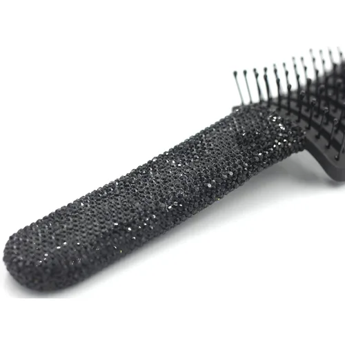 Miniatura 6 de Bling Styling Cepillo de pelo liso y desenredante para mujeres, niñas, hombres, peine Spareribs en forma de arco (negro)