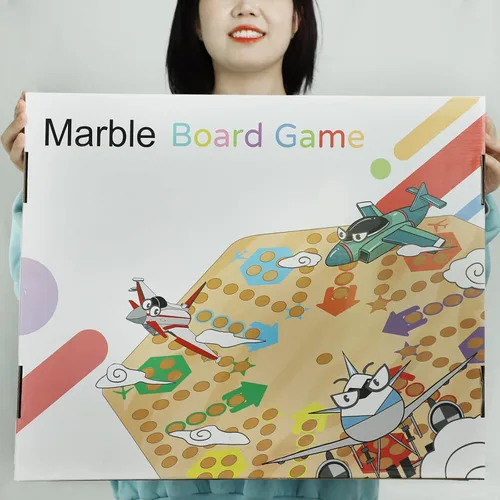 Miniatura 4 de Wahoo - Juego de mesa de mármol para 4 y 6 jugadores, juego de mesa de madera gruesa pintada de 2 caras para fiesta de familiares y amigos