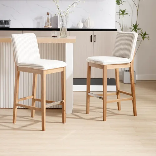 Miniatura 20 de Kmax Juego de 2 taburetes de bar de 26 pulgadas de altura de mostrador, taburetes tapizados para encimera de cocina con soporte trasero, taburetes