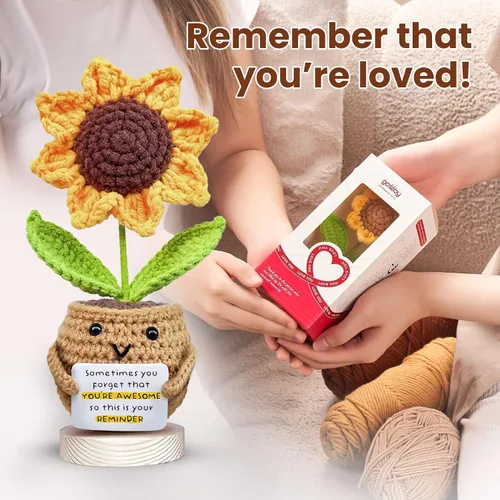 Miniatura 6 de Gossby - Regalo Inspirador para Mujeres - Girasol Positivo Tejido a Mano - A veces Olvidas Que Eres Increíble - Regalo de Navidad, Cumpleaños, A