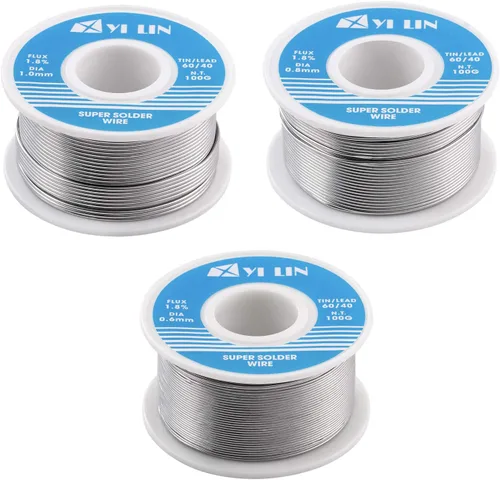 Miniatura 3 de YI LIN 60/40 Soldadura 3.53 oz de estaño plomo colofonia núcleo alambre de soldadura para soldadura eléctrica (0.031 in/3.53 oz)