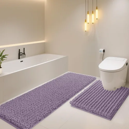 Miniatura 22 de ACCUMTEK - Juego de 2 alfombras de baño de lujo en color beige de 32"x20"+24"x17", alfombras de baño ultra suaves y gruesas absorbentes, alfombra