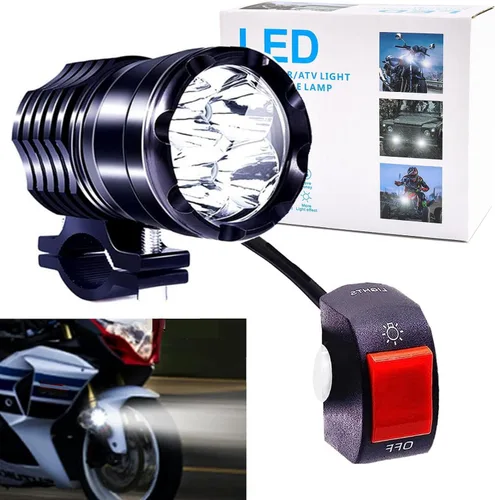 Ourbest Luz de motocicleta, 12 V 24 V alto/bajo/estroboscópico motocicleta auxiliares luces ATV UTV Bicicletas Dirt Bike Led niebla luces con