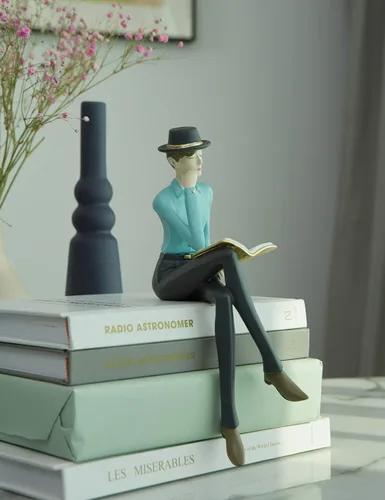 Miniatura 8 de HAUCOZE Estatua de hombre, escultura artística de lectura, decoración moderna del hogar, regalo para sala de estar, dormitorio, oficina, poliresina