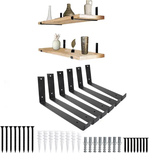 Miniatura 7 de Soportes de estante Paquete de 6 soportes flotantes resistentes de 6.0 pulgadas de largo x 4.0 pulgadas de alto x 1.5 pulgadas de ancho