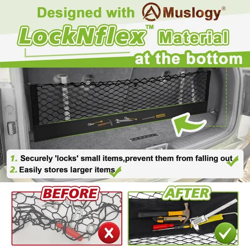 Miniatura 3 de Muslogy para Maverick - Accesorios de Red de Malla de Carga Extensible, Organizador de Maletero, Red de Malla Elástica para Cama de Carga