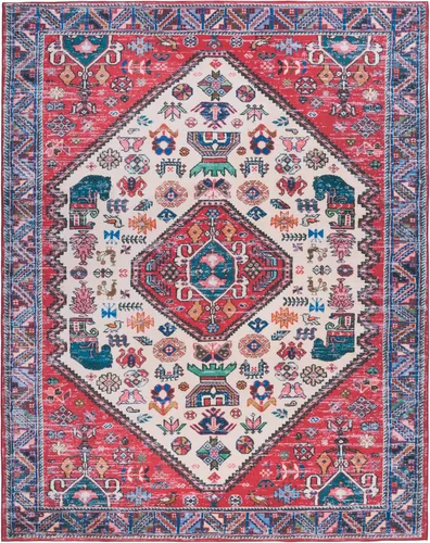 Miniatura 3 de SAFAVIEH Tucson Collection - Alfombra lavable de 2 pies 6 pulgadas x 8 pies, beige y gris, antideslizante, ideal para zonas de alto tráfico en sala