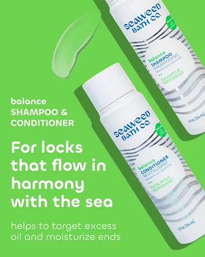 Miniatura 2 de Seaweed Bath Co. - Juego de champú y acondicionador de equilibrio - Menta de eucalipto - Cuidado nutritivo del cabello con vitamina E, aceite