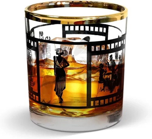 Miniatura 4 de Roaring - Juego de 4 vasos de whisky para decoración de fiesta de los años 20, cristalería de cristal de primera calidad con elegante caja