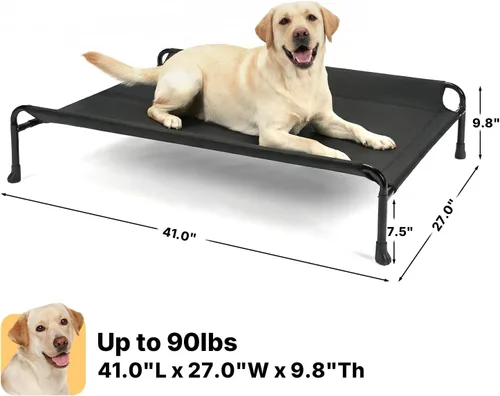 Miniatura 6 de Veehoo Cama para perros al aire libre, camas elevadas para perros grandes, cama elevada para perros con reposacabezas, cuna refrescante lavable