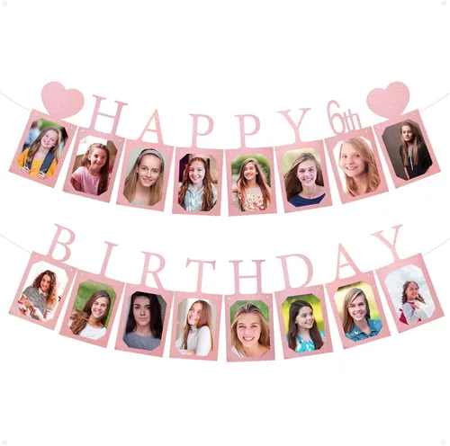 Miniatura 15 de Decoraciones y suministros de feliz cumpleaños 19 para niñas, pancarta de fotos de cumpleaños de oro rosa para mujeres