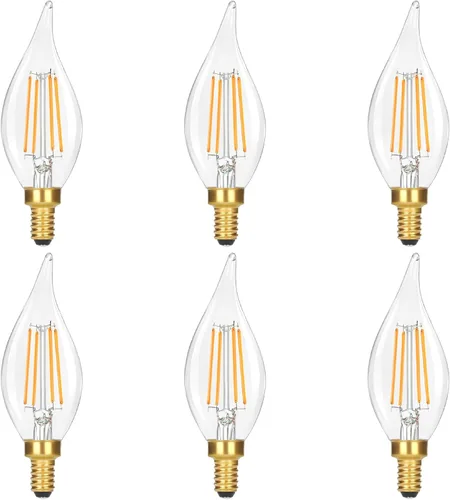 Miniatura 13 de Bombillas LED E12 para candelabro, regulables, equivalente a 40 W, 5000 K, luz diurna brillante, bombillas de vela blanca, 4W 460 LM decorativo CA10