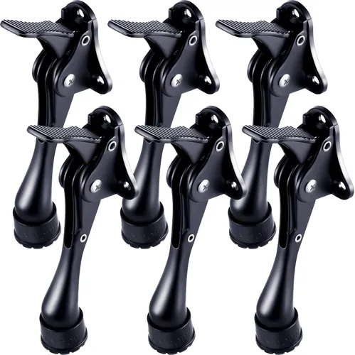 Moxweyeni Topes de puerta resistentes de 6 pulgadas para la parte inferior, de metal, ajustable, para piso, pedal fácil con puntas de goma,