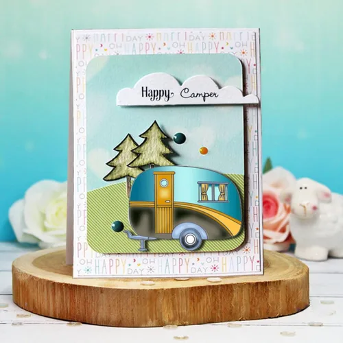 Miniatura 3 de Paraguas de playa para automóvil, juego de sellos y troqueles transparentes de silicona para hacer tarjetas, plantillas de corte para álbumes
