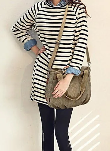 Miniatura 6 de Mily Bolso de mano de lona para mujer Hobo bolso de mano casual cremallera