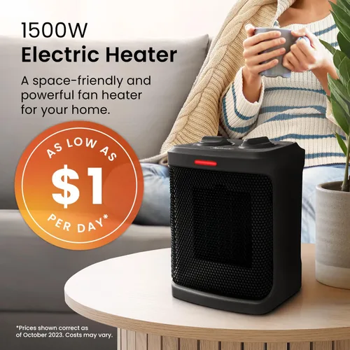 Miniatura 2 de Pro Breeze Calentador de espacio: calentador eléctrico portátil de 1500 W para uso en interiores, calentador de cerámica con termostato ajustable