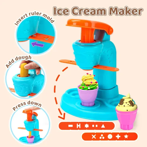 Miniatura 2 de Aprilwolf 75 PCS Juegos de Masa 4 en 1 para Niños de 3-4-8 Años, Kit de Herramientas de Masa para Manualidades de Arte, Juego de Helados Máquina
