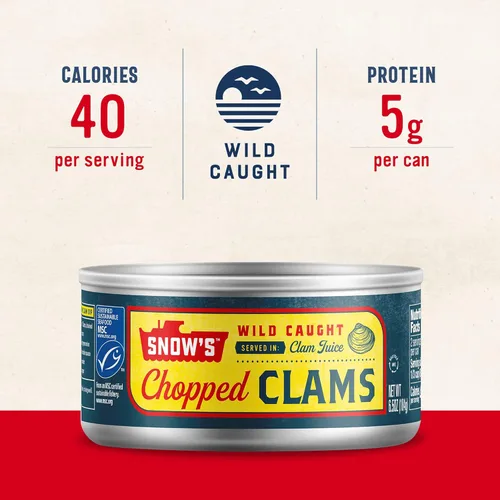 Miniatura 3 de Snow's Wild Clams enlatadas, 6.5 onzas (paquete de 12) – 0.18 oz de proteína, sin gluten, 99% libre de grasa – para recetas