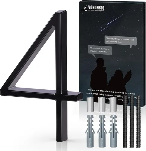 Miniatura 18 de VONDERSO Números flotantes de casa de 5 pulgadas para exteriores, números de dirección modernos de metal antioxidante (3), números de buzón Negro 3