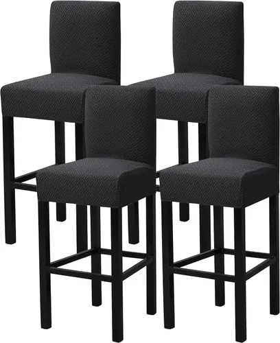 Miniatura 11 de Gollense Juego de 4 fundas para taburetes de bar con respaldo, fundas elásticas de jacquard para taburetes de bar, fundas de asiento lavables