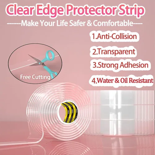 Miniatura 3 de Protector de borde transparente y protectores de esquina, 1.2 pulgadas de ancho x 16.4 pies de largo, protectores de esquina a prueba de bebés