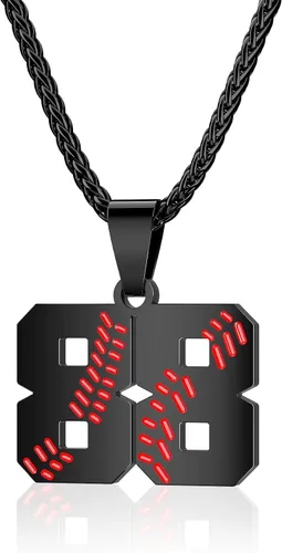 Miniatura 58 de Collar con número de béisbol para niños 00-99, collar con número de camiseta de béisbol de acero inoxidable, colgante personalizado, regalo