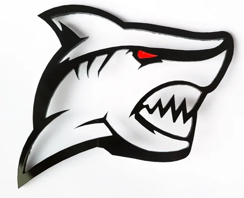 2 emblemas con el logotipo de Shark Hellshark Redeye para guardabarros de auto, camión, maletero personalizado (3 x 2.4 pulgadas, color de ojos