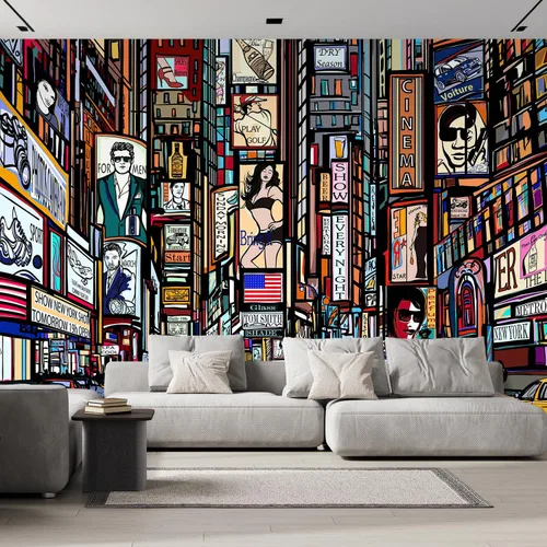 wall26 - Ilustración de una calle en la ciudad de Nueva York - Mural de pared removible. Papel pintado autoadhesivo grande - 100x144 pulgadas Obra