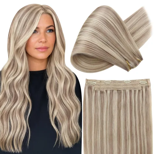 Miniatura 49 de Fshine - Extensiones de cabello humano con clip, de 16 pulgadas, con clip, color marrón chocolate, mezcla de rubio caramelo, extensiones de cabello