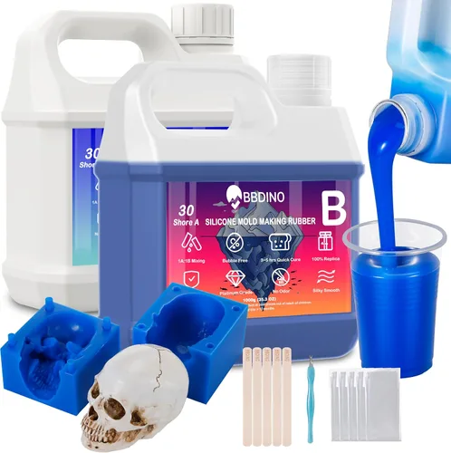 BBDINO Kit de fabricación de moldes de silicona, silicona líquida para moldes de fabricación de moldes azul zafiro 30A, goma de silicona de alta