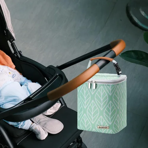 Miniatura 7 de Bolsa enfriadora de leche materna con bolsa de hielo para 4 biberones de hasta 9 onzas, bolsa para biberones para madres lactantes, color verde