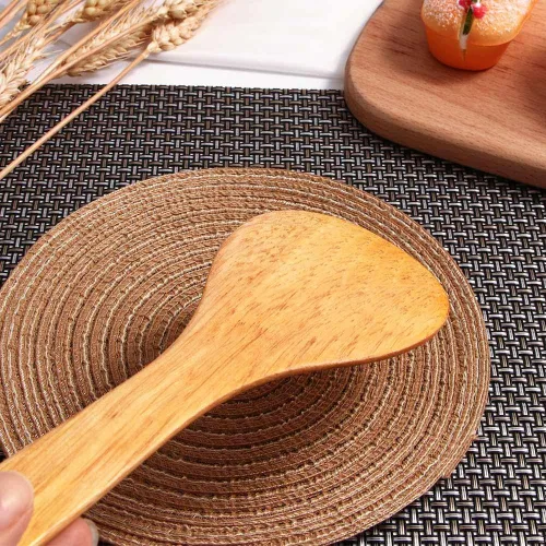 Miniatura 7 de Espátula de madera para cocinar, espátula de cocina de mango largo, pala de arroz, espátula antiadherente, cucharas de madera, raspador, cuchara