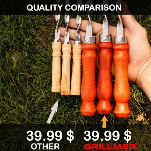 Miniatura 3 de Brochetas largas de acero inoxidable para barbacoa de 23.6 pulgadas, palitos Shish Kabob/Kebab, varillas planas de metal resistente para picanha