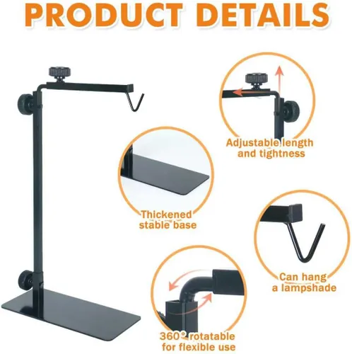 Miniatura 4 de Soporte de lámpara de reptil de metal ajustable de 13 a 29 pulgadas, soporte de luz de suelo versátil para lámparas de calor de terrario y pantallas