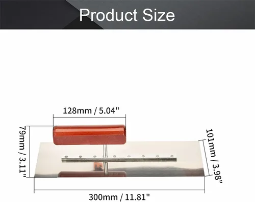 Miniatura 2 de Utoolmart 30 × 3.5 in acabado piscina paleta mampostería mano acero inoxidable drywall herramienta de construcción de acabado de hormigón con mango