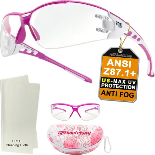 Miniatura 16 de HTS HUNTERSKY Gafas de seguridad de tiro envolventes U6 transparentes, antiniebla y antiarañazos, ligeras y súper flexibles con ANSI Z87.1