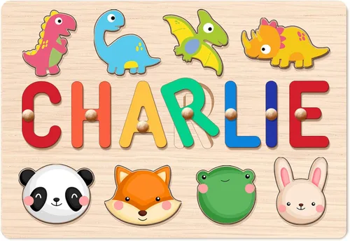 Rompecabezas de nombres para niños pequeños de 1 a 3 años, regalos personalizados para bebés para niños y niñas, rompecabezas de madera para niños