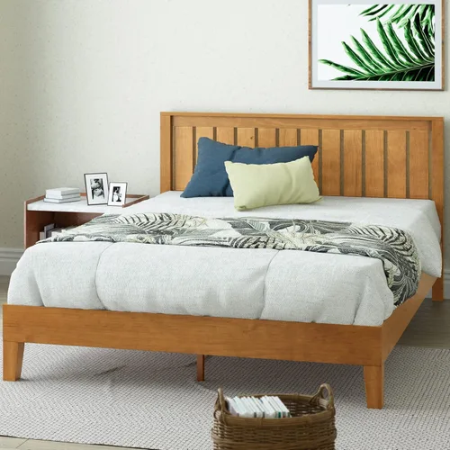 Miniatura 13 de Cama plataforma de madera sólida de lujo Zinus 12 pulgadas con cabecero de cama/no necesita resortes/soporte de madera con listón/acabado expreso