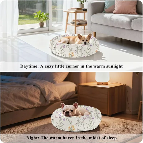 Miniatura 4 de Pet Dog Beds Anti-Slip Fluffy Dog & Cat Cushion for Small Size Pets Sleeping S Retro Snapdragon Neutral