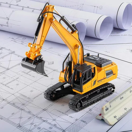 Miniatura 5 de Gemini&Genius Juguete de excavadora de orugas para niños, juguete de vehículo de construcción de excavadora de alta resistencia con rotación de 360
