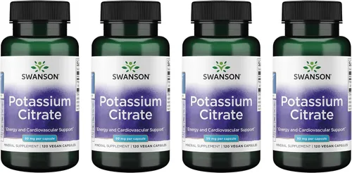 Miniatura 9 de Swanson Citrato de potasio, suplemento mineral que promueve la salud del corazón y el apoyo energético, ayuda a la función óptima de los nervios