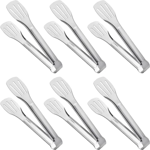 Miniatura 5 de Pinzas para servir, pinzas de cocina, pinzas para bufé, pinzas de acero inoxidable para alimentos, pinzas pequeñas, paquete de 12 (5 pulgadas