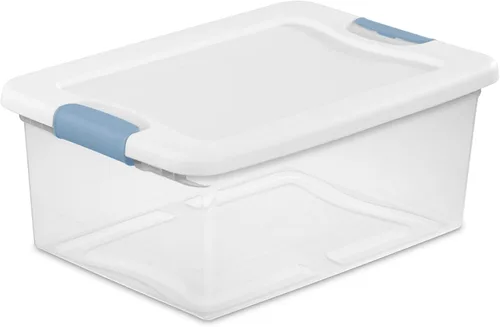 Miniatura 36 de Sterilite - Paquete de 12 contenedores apilables con pestillo, contenedores de almacenamiento bajo la cama con tapas, plástico transparente, 15