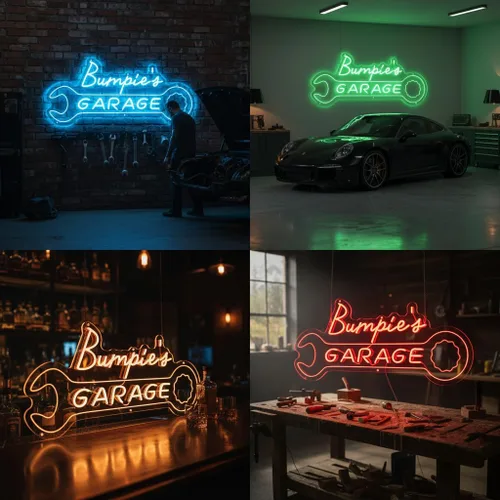 Miniatura 2 de Letrero de neón personalizado para garaje, letrero de luz LED personalizado con forma de llave inglesa, decoración de pared de taller de mecánica