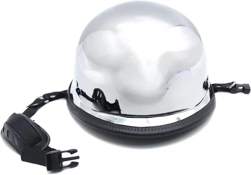 Miniatura 5 de (Talla L) Casco plateado DOT motocicleta alemán de media cara Biker Street Chopper Cruise [P/N: MT506-003-L-CD] Talla grande