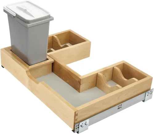 Innovador organizador extraíble de gabinete con base de fregadero en forma de U de 30 pulgadas Rev-A-Shelf 48630VSBSCBM1 Extensión completa