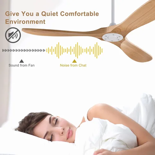 Miniatura 4 de Ventilador de techo de 42 pulgadas de madera sin luz, ventiladores modernos de 3 aspas con control remoto, motor DC reversible silencioso, Madera